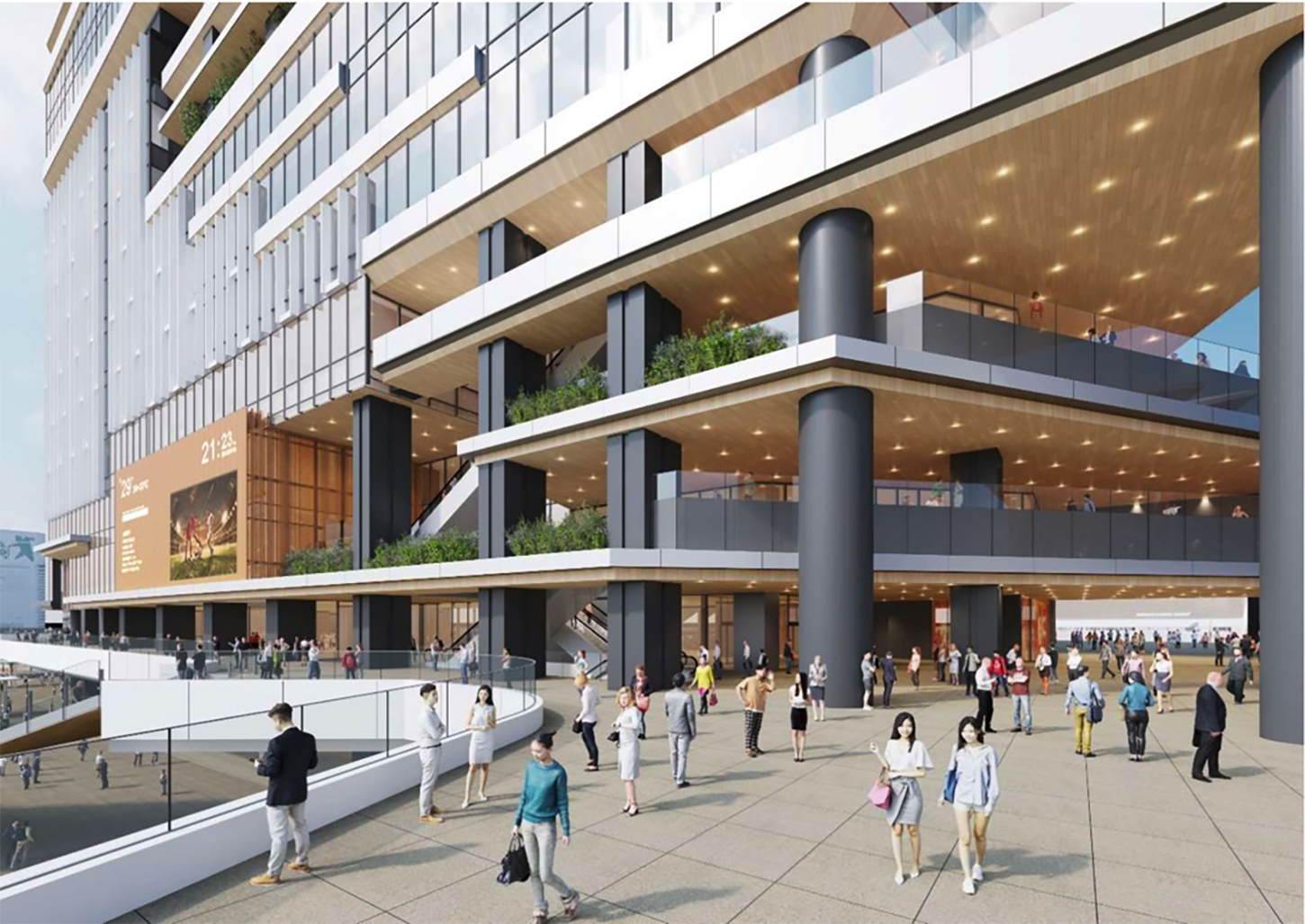 新宿駅西口地区開発計画2階・東西デッキ グランドシャフト
