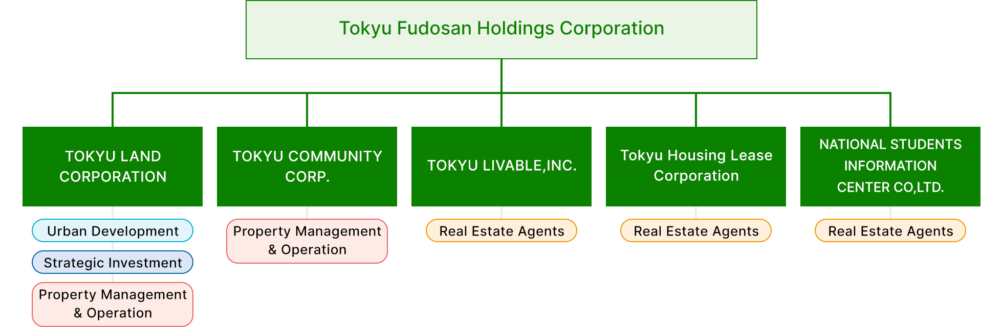 Tokyu Fudosan Holdings Group,Holdings system