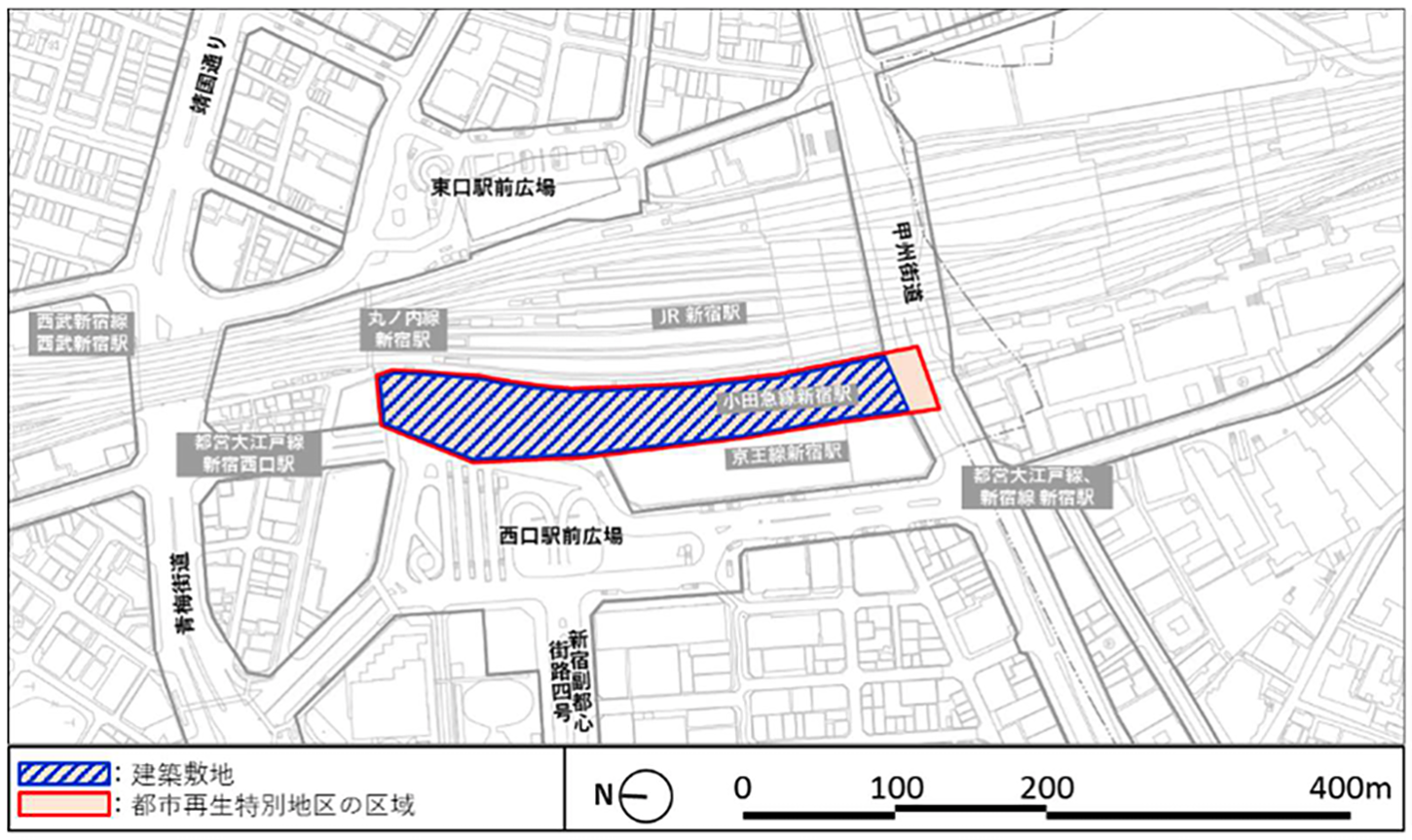 新宿駅西口地区開発計画位置図