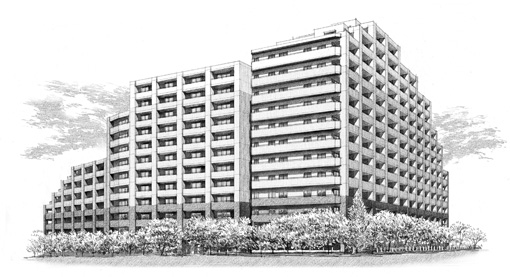 港南台うぐいす住宅　施行再建マンション　イメージイラスト図