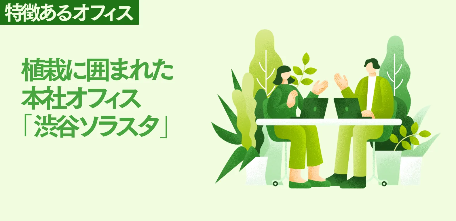 特徴あるオフィス 植栽に囲まれた本社オフィス「渋谷ソラスタ」