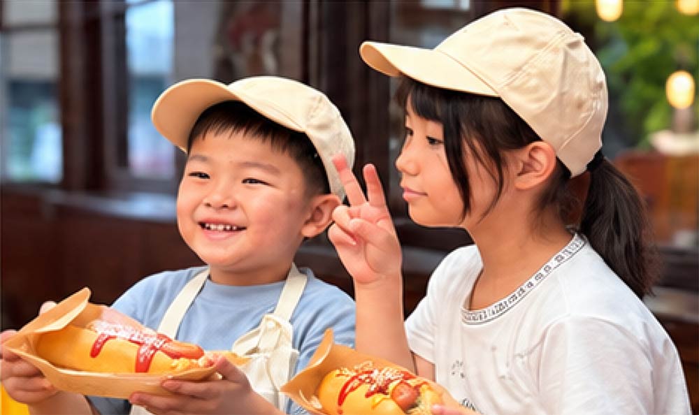 ハブアゴーのホットドック作り体験